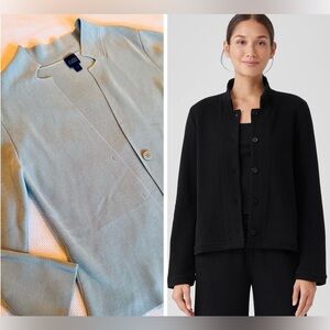 EILEEN FISHER Silk Cotton Pale Sage Green Women's Sweater Cardigan Jacket